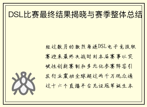 DSL比赛最终结果揭晓与赛季整体总结